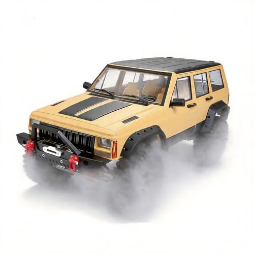 1/10 RC Crawler Hard Body Shell Kit, 313mm Cherokee Style, Yellow | Fits Axial SCX10, SCX10 II 90046/90047 & TRX4; hard plastic shell with interior, grille, flares, mirrors and hardware - color: Yellow