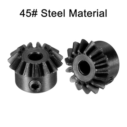 uxcell 2pcs Bevel Gear 0.8 Module 1:1 Reduction Rate 15T 3mm Hole Dia Bevel Pinion Gear 45# Steel, 45 Degree Steering Gear for Hardware Mechanical Rotation, Black - size: 3mm Bore