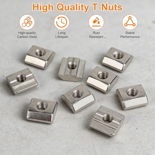 50pcs M6 Sliding T-Nuts for 3030 8mm T-Slot Aluminum Extrusion | Hammer head sliding T-nuts(M6). Carbon steel, nickel-plated. For 3D printers, CNC, laser engravers - size: 50pcs M6 Sliding Nuts