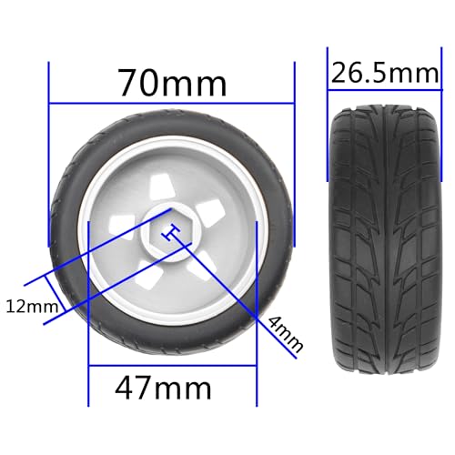 ShareGoo Nylon Wheel Rims with Rubber Tire RC 12mm Hex Compatible with HSP Tamiya Kyosho RedCat Sakura WLtoys 1/10 RC On-Road Racing Touring Car (White) - color: White