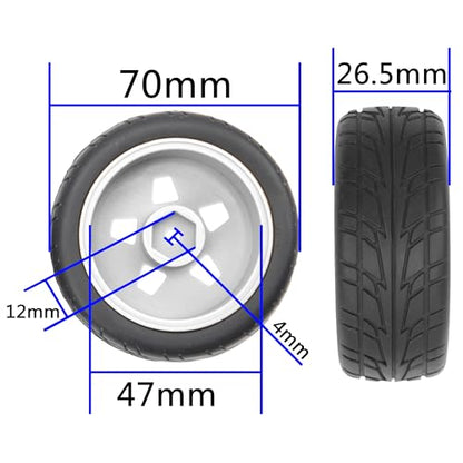 ShareGoo Nylon Wheel Rims with Rubber Tire RC 12mm Hex Compatible with HSP Tamiya Kyosho RedCat Sakura WLtoys 1/10 RC On-Road Racing Touring Car (White) - color: White