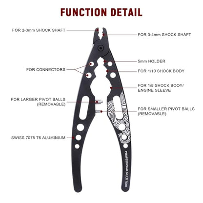 Metal Shock Absorber Pliers Rod Ball Clamp Multi-Function Tool for RC Model 1/8 1/10 Car Crawler Truck Off Road Buggy Touring Drift