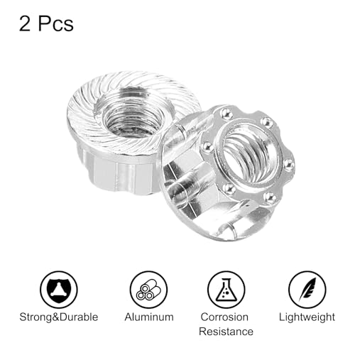 MECCANIXITY Hexagonal Nuts Aluminum M4 RC Wheel Carving Hex Nuts Dustproof Anti-Skid Mount Cap for 1/10 RC Model Car Trucks Off Road Car Upgraded Parts Pack of 2(Silver) - color: Silver