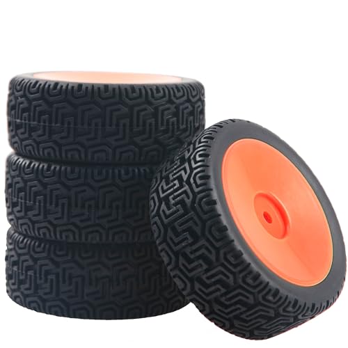 RC 12mm Hex Hub Wheel Rims & Rubber Tires Compatible with HSP Tamiya HPI Kyosho 1/10 On-Road Touring Car WLtoys 1/14 144001 Traxxas 1/16 Slash RC 1/18 A959B Buggy (Red) - color: Red