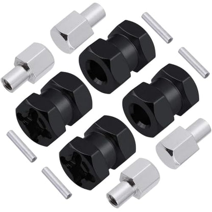 4-Pack HobbyPark 12mm Wheel Hex Drive Hubs Combiner Coupler Aluminum 15mm Offset Extension for 1/10 RC Crawler Car Parts (Black) - color: Black, size: 15mm Length
