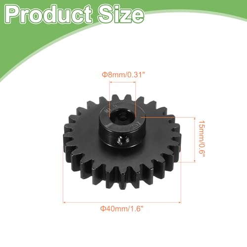 MECCANIXITY Steel M1.5 Gear Set 25T 8mm Shaft Motor Gears for RC Vehicles Truck Drift Car Part, Black - size: 25T