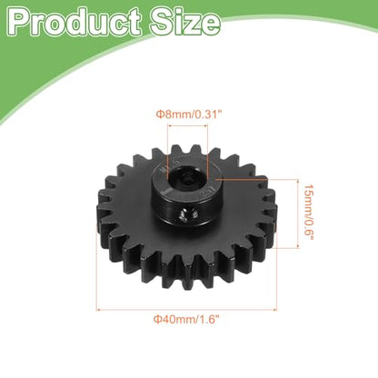 MECCANIXITY Steel M1.5 Gear Set 25T 8mm Shaft Motor Gears for RC Vehicles Truck Drift Car Part, Black - size: 25T