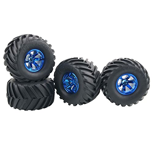 4PCS Wheel and Rubber Tire Set for 1/10 RC Monster Truck HIMOTO HSP HPI Tamiya Kyosho - color: Blue