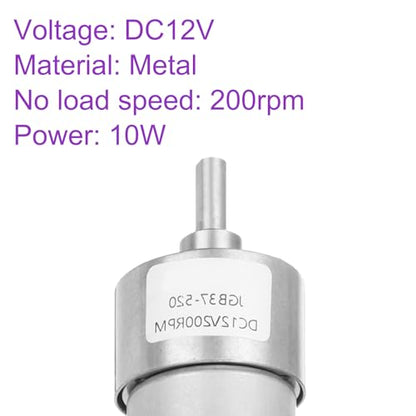 DMiotech Micro DC 12V 200RPM Geared Motor with Bracket Gear Reduction Motors 37mm Diameter Gearbox Micro Speed Reduction for RC Car, Robot Model, DIY Toys - style: 200RPM