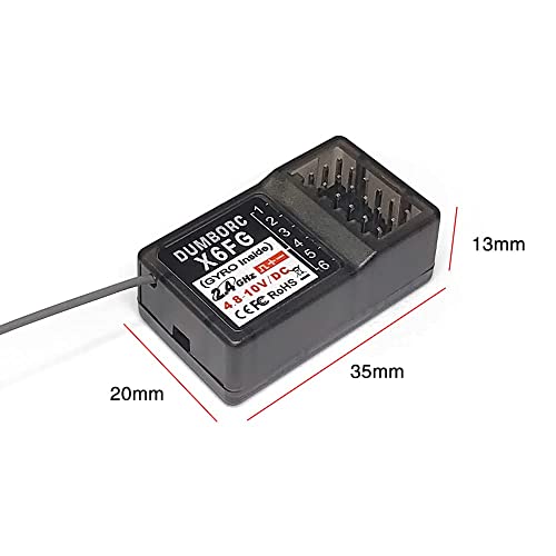 ATA HOBBY DUMBORC X6FG(Built in Gyro) 6 Channels 2.4GHz RC Receiver for DUMBORC X6/X4/X5 Transmitter RC Car Boat Tank Drifting Car(3PCS)