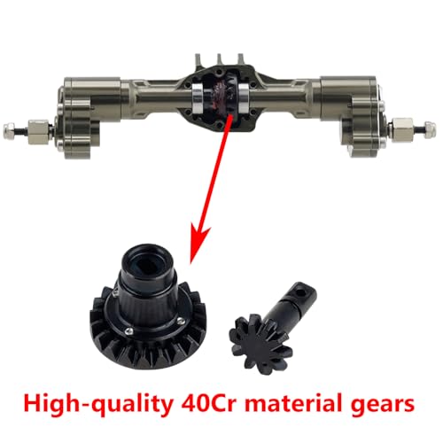 DJX CNC Aluminum RC Front & Rear Portal Axles Set +4mm Extended Complete Axles for 1/18 RC Rock Crawler Redcat Ascent-18 Upgrades Parts(Gunmetal) - color: Gunmetal