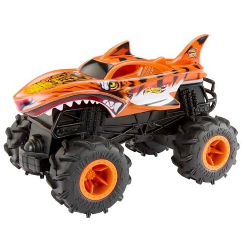 Hot Wheels Monster Trucks HW Tiger Shark RC, Remote-Control Vehicle | 1:24 Scale Oversized Truck with Terrain Action Tires for All-Terrain Driving - style: Tiger Shark