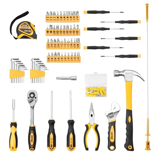 KOOPOOL Tool Set, Tool Box Kit for Mechanic and Car, General Household Home Tool Kit, Basic Tool Kit for Home Auto Repair, with Storage Case - color: Black Yellow