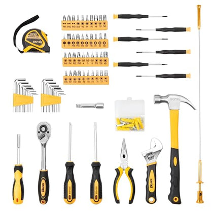 KOOPOOL Tool Set, Tool Box Kit for Mechanic and Car, General Household Home Tool Kit, Basic Tool Kit for Home Auto Repair, with Storage Case - color: Black Yellow
