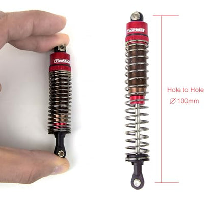 1/10 100mm RC Oil filled Shock Absorbers kit for Tamiya Bullhead SuperClod Buster TRX4 Axial SCX10 D90 Crawler Buggy Car Upgrades Replace Parts (Red) - color: Red