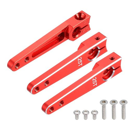 MECCANIXITY Aluminum Alloy 1.5 inch 25T Steering Servo Arm Horn Red for Car/Boat/Airplane Boat Accessories Pack of 3 - color: Red