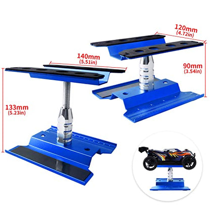 Aluminum Alloy RC Car Work Stand Repair Workstation with Screws Kit & 17mm Hex Wheel Wrench 360 Degree Rotation Lift/Lower for 1/8 1/10 1/12 Scale Cars Trucks Buggies (Navy Blue) - color: Navy Blue