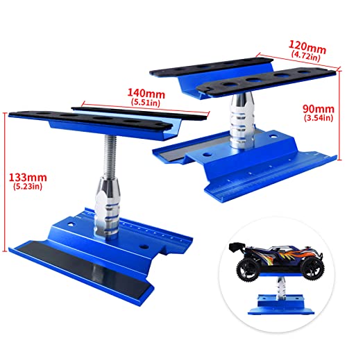 Aluminum Alloy RC Car Work Stand Repair Workstation with Screws Kit & 17mm Hex Wheel Wrench 360 Degree Rotation Lift/Lower for 1/8 1/10 1/12 Scale Cars Trucks Buggies (Navy Blue) - color: Navy Blue