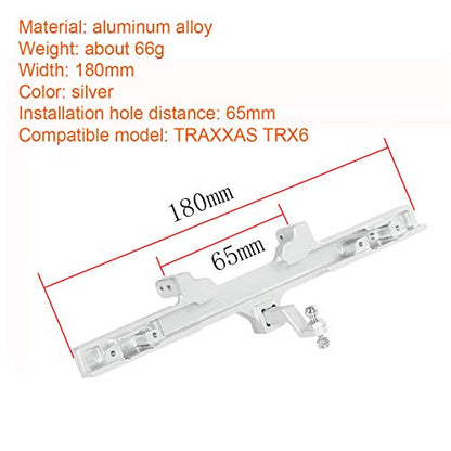 RZXYL Aluminum Alloy Rear Bumper with Tow Hook for Traxxas TRX6 1/10 RC Crawler Upgrades (Silver)