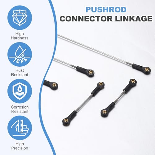 MECCANIXITY 2Pcs RC Boat Push Rod, 304 Stainless Steel Lever Steering Linkage Tie Rods with M2 Ball Head Joint for RC Car Boat Helicopter DIY Model Parts, 78-88mm - size: 78-88mm