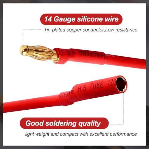 Hobbypark 4mm Banana Plugs Connector Extension Cable Wire for RC Brushless Motor ESC (3-Pack)