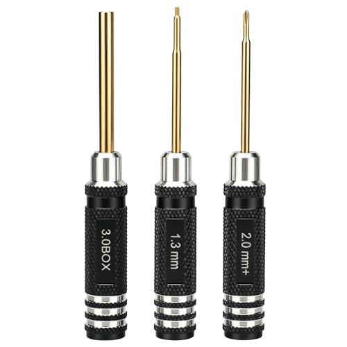 Multi-Size RC Screwdrivers Set, daitoku RC Aluminum Tool Kit Hex 1.3mm PH 2.0mm+ Mini Box Nut 3.0mm for AXIAL 1/30 SCX30