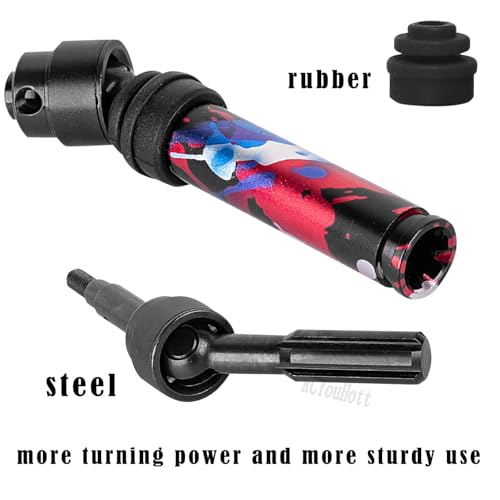 RC #45 Steel Front Rear Driveshaft/Drive Shaft Upgrades Part for 1/10 Slash,Rustler,Stampede,Jat0 4WD 4X4 VXL,F0rd F15O Rapt0r R 4WD,CVD Axles with Hex(#9051#9052) Colorful - color: Colorful-(Upgrades）