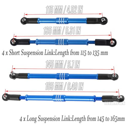 Aluminum Turnbuckles Camber Links Upgrades Part for 1/10 E-Revo 2.0 Revo Summit,8Pcs RC Alloy Adjustable Turnbuckles Hop-Up,Replace Part#5319X 5338R,Navy Blue - color: Navy Blue - (8 Links)