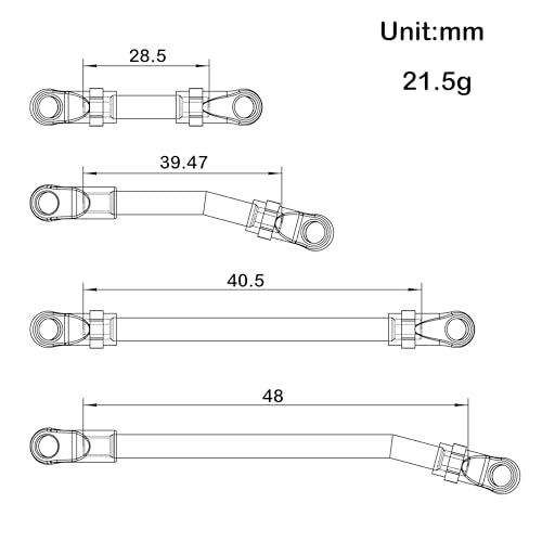 MEUS Racing SCX24 Links High Clearance Chassis Links & Steering Links Set for Axial SCX24 C10 Bronco Wrangler 1/24 RC Crawler, Aluminum - color: Aluminum