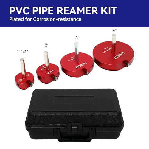 HFS(R) 4 Pcs PVC Pipe Reamer Tool, 1-1/2",2",3",4" - Fits 1/2" Drill, PVC Fitting Saver & Plastic Pipe Fitsting Reamer Socket Saver Plumbing Tool for Schedule 40 Plastic Pipes - size: 1-1/2",2",3",4"