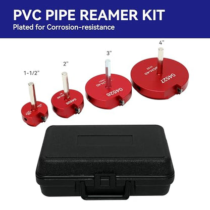 HFS(R) 4 Pcs PVC Pipe Reamer Tool, 1-1/2",2",3",4" - Fits 1/2" Drill, PVC Fitting Saver & Plastic Pipe Fitsting Reamer Socket Saver Plumbing Tool for Schedule 40 Plastic Pipes - size: 1-1/2",2",3",4"