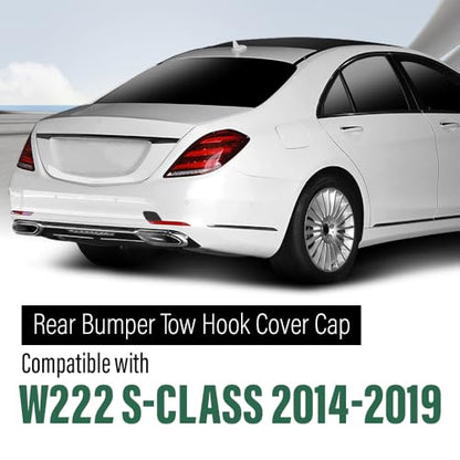 LQI Rear Bumper Tow Hook Cover Cap Primed Black | Fit Benz W222 S-Class S400 S450 S500 S550 S550e S560 S600 2014-2019, Not Fit Cars With AMG/Sport Package 2228850424 - size: Rear | Fit Benz W222 S-Class 2014-2019