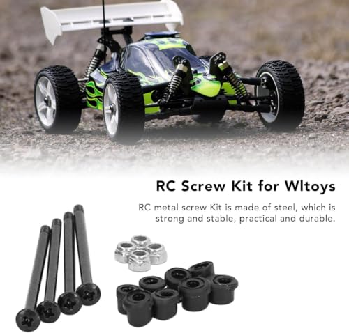 RC Screw Kit, Steel Screws and Nuts Plastic Bushing RC Hardware Screw Kit for 144010 144002 124016 124017 RC Cars