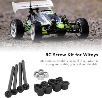 RC Screw Kit, Steel Screws and Nuts Plastic Bushing RC Hardware Screw Kit for 144010 144002 124016 124017 RC Cars