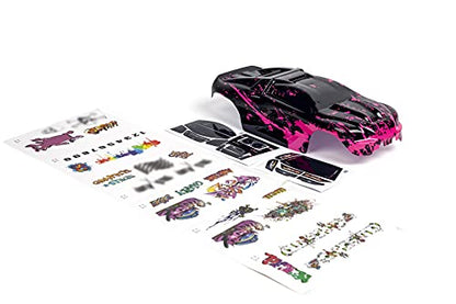Custom Body Muddy Hot Pink Over Black Style Compatible for e-Revo Mini 1/16 Scale RC Car or Truck (Truck not Included) ERMN-HP-01