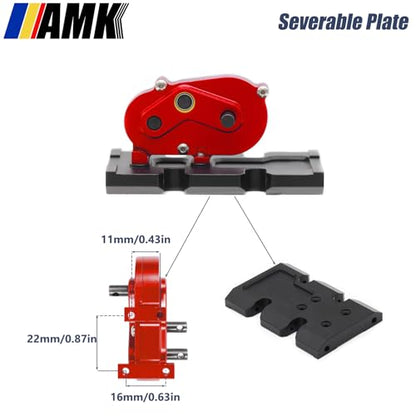 AMK 1/10 Scale Transmission Kit OD Transfer Case Gearbox with 30% Overdrive Gear Box 3Pcs Driveshafts for RC Crawler Axial SCX10 II Element Enduro DIY LCG Chassis (Red) - color: Red