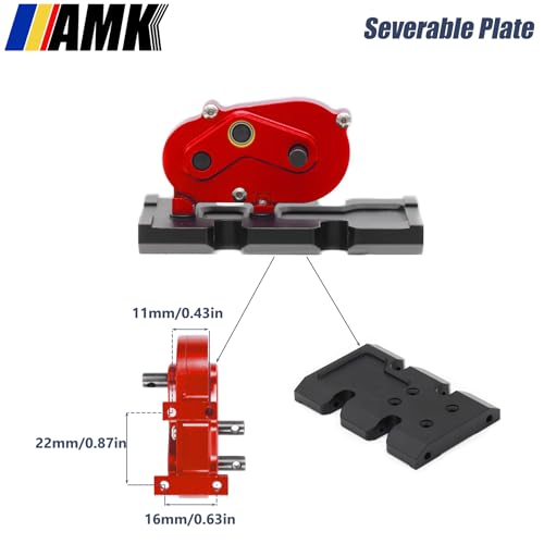 AMK 1/10 Scale Transmission Kit OD Transfer Case Gearbox with 30% Overdrive Gear Box 3Pcs Driveshafts for RC Crawler Axial SCX10 II Element Enduro DIY LCG Chassis (Red) - color: Red