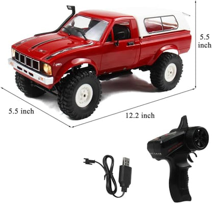 Losbenco RC Crawler 1/16 Scale RC Rock Crawler, WPL C24 All Terrain RC Car RTR 4x4 Off-Road Remote Control Trucks with LED Lights and Two Batteries for Kids and Adults