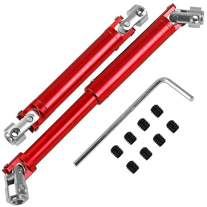 1Pair ShareGoo Aluminium Alloy RC Car Drive Shaft 103-148mm Universal Joint CVD DriveShaft Compatible with Axial SCX10 Tamiya CC01 D90 RC4WD TF2 HSP Redcat 1/10 RC Crawler (Red) - color: Red
