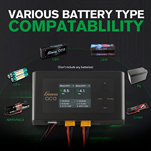 Gens Ace Imars Dual Lipo Charger 15A AC 200W DC 600W RC Charger（Black）