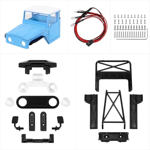 INJROA IR40 Truck Body with Tube Cage for TRX4M Defender Bronco (Sky Blue) - color: Sky Blue
