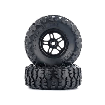 for Axial SCX30 Upgrade Wheels & Tires – 0.7" Brass Rim with Offset for Ford Bronco, Jeep Wrangler, Chevrolet K10 RC Rock Crawler Accessories 4pcs/Set