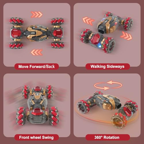 Gesture Sensing Remote Control Stunt Car for Kids Ages 6 7 8-12 - Best Birthday Gifts for 6 7 8 9 10 11 12 13+ Year Old Boys, 2.4Ghz 4WD Off-Road Vehicle with Lights & Music
