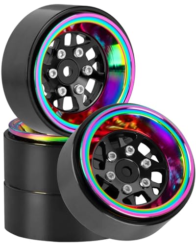 RC 1.3 Beadlock Wheel Rims for 1/18 TRX4M 1/24 SCX24 RC Crawler Car,Aluminum Alloy Beadlock Wheel Rim Hub,4Pcs RC Off Road Buggy Rally Truck Car Wheels Rims,Black - color: Black - (1.3 Beadlock Rims)