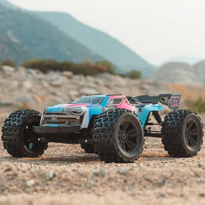 ARRMA RC Truck 1/8 KRATON 4X4 6S BLX BRUSHLESS V6 Speed Truck RTR (Lipo Battery and Charger Not Included) (Blue/Pink), ARA8608V6T2 - color: Blue/Pink