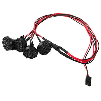 RC Car 4 LED Headlights with Light Cover Lampshade Compatible with Traxxas TRX-4 Axial SCX10 D90 CC01 HSP HPI 1/10 RC Crawler Car - size: Round Light Cover