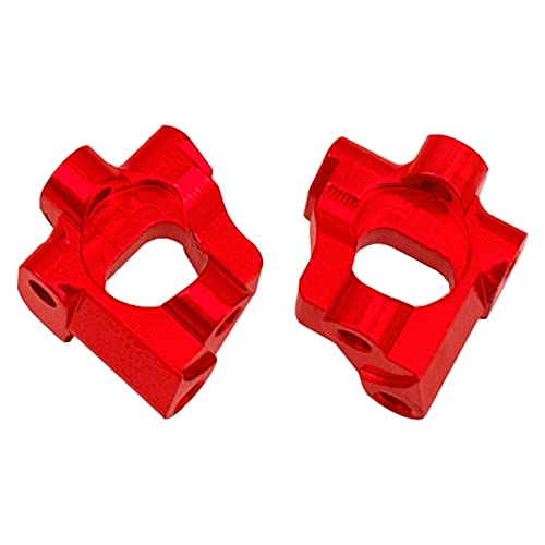 Auminum Alloy Steering Knuckle C-Hubs Bellcranks Set Compatible with Losi 1/18 Mini-T 2.0 2WD Stadium RC Truck Hop-Up Parts (Red) - color: Red