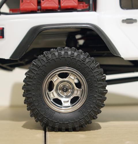 RC 1.0 Beadlock Wheels Offsets -2 Aluminum Rims for AX24 1/18 TRX4M All 1/24 Scale SCX24 Deadbolt RC Crawler Car Wheels Upgrades 4Pc (Silver) - color: Silver
