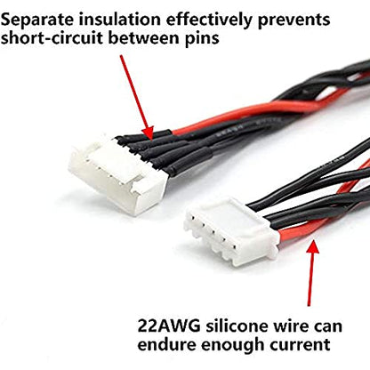 10pcs 4S 5Pins Balance Extension Cable JST-XH Connector Male to Female Plug RC Lipo Adapter with 5.9inch 22AWG Silicone Wire (4S 5Pins) - size: 4S 5Pins