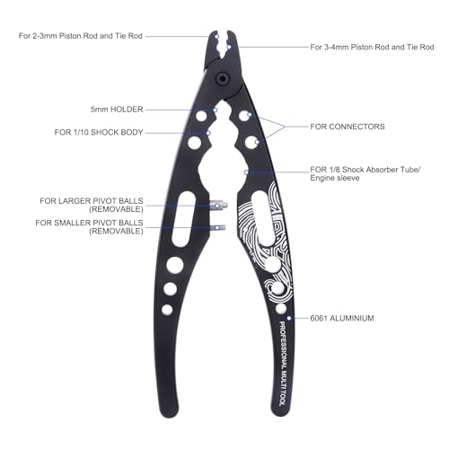 Metal Shock Absorber Pliers Rod Ball Clamp Multi-Function RC Tool for RC Model 1/8 1/10 1/16 1/18 RC Car Crawler Truck